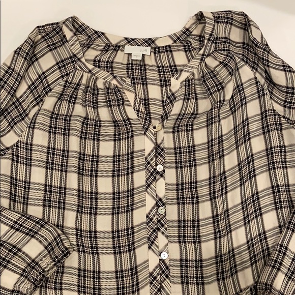 J Jill Plaid Ruffles button front top. Oversized. - Picture 4 of 9
